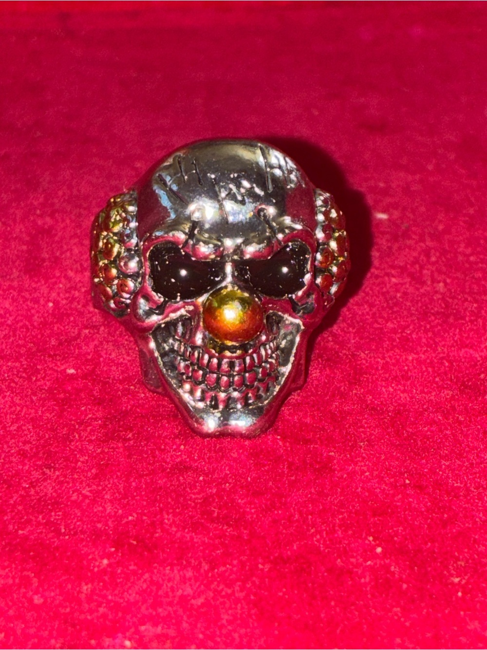 Skull Clown Statement Ring in Silver with Gold Accent